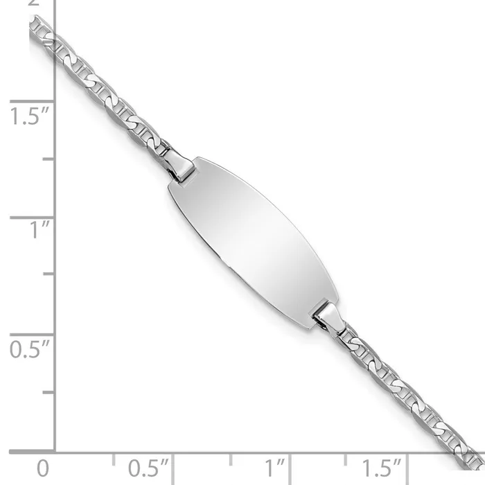 Solid 14K White Gold Oval Anchor ID Bracelet MDS Bracelets Solid 14K White Gold Oval Anchor ID Bracelet MDS Bracelets