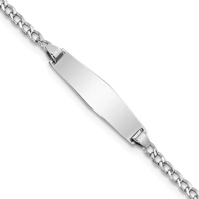 Solid 14K White Gold Semisolid Soft Diamond Shape Cuban ID Bracelet MDS Bracelets Solid 14K White Gold Semisolid Soft Diamond Shape Cuban ID Bracelet MDS Bracelets