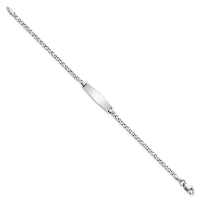 Solid 14K White Gold Semisolid Soft Diamond Shape Cuban ID Bracelet MDS Bracelets Solid 14K White Gold Semisolid Soft Diamond Shape Cuban ID Bracelet MDS Bracelets