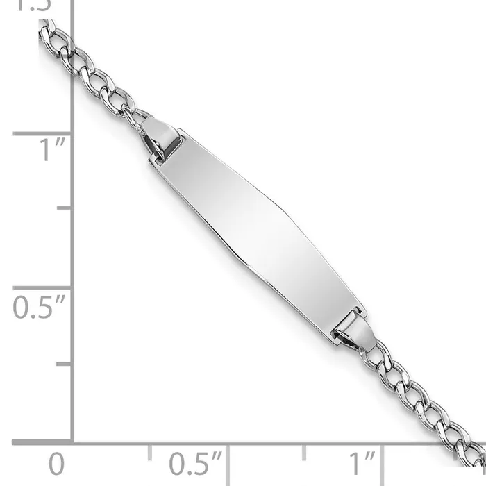 Solid 14K White Gold Semisolid Soft Diamond Shape Cuban ID Bracelet MDS Bracelets Solid 14K White Gold Semisolid Soft Diamond Shape Cuban ID Bracelet MDS Bracelets