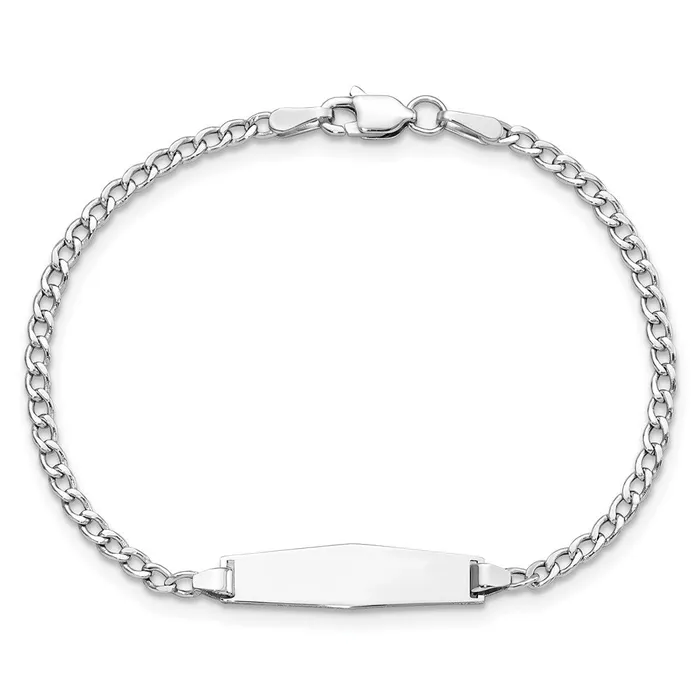 Solid 14K White Gold Semisolid Soft Diamond Shape Cuban ID Bracelet MDS Bracelets Solid 14K White Gold Semisolid Soft Diamond Shape Cuban ID Bracelet MDS Bracelets