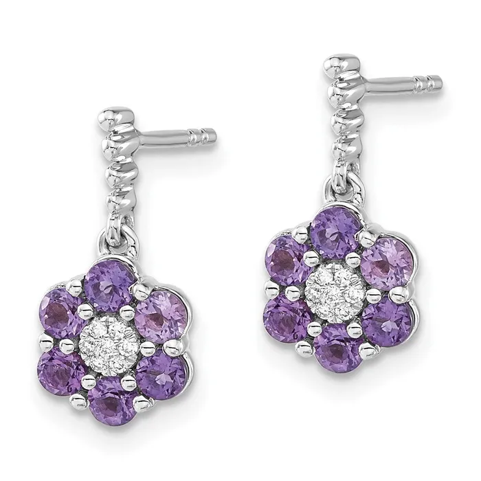 Solid 14k White Gold Simulated Amethyst and CZ Earrings Goldia Earrings Solid 14k White Gold Simulated Amethyst and CZ Earrings Goldia Earrings