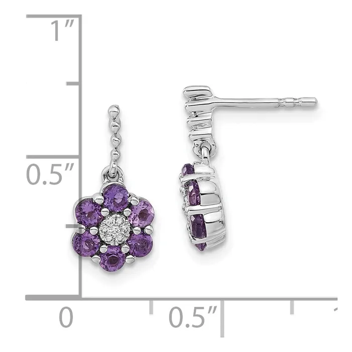 Solid 14k White Gold Simulated Amethyst and CZ Earrings Goldia Earrings Solid 14k White Gold Simulated Amethyst and CZ Earrings Goldia Earrings