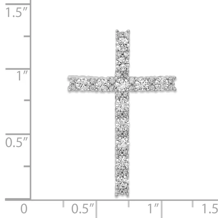 Solid 14k White Gold Simulated CZ Latin Cross Pendant Goldia Necklaces Solid 14k White Gold Simulated CZ Latin Cross Pendant Goldia Necklaces