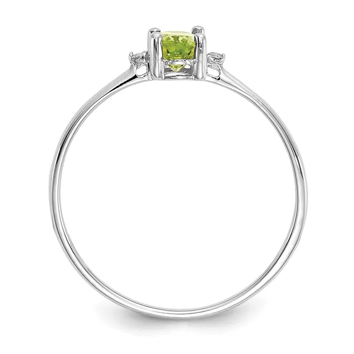 Solid 14k White Gold Simulated CZ Peridot Birthstone Ring Goldia Rings