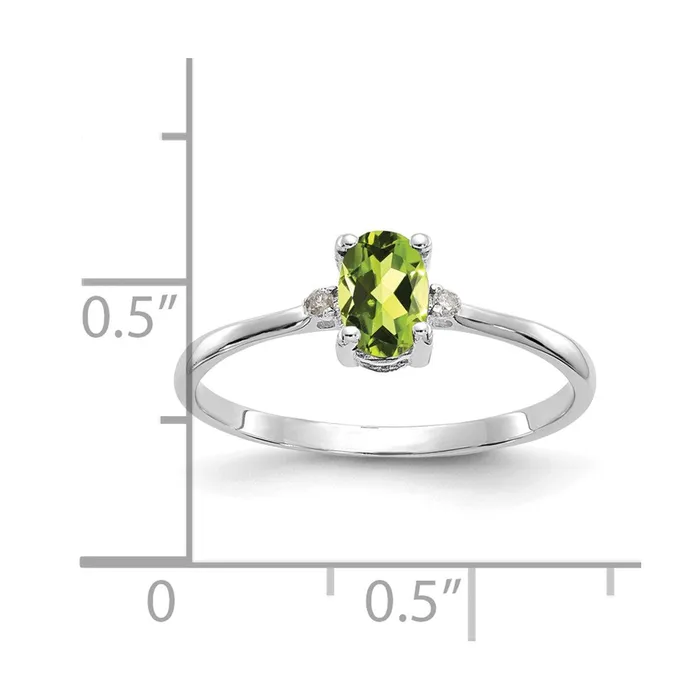Solid 14k White Gold Simulated CZ Peridot Birthstone Ring Goldia Rings