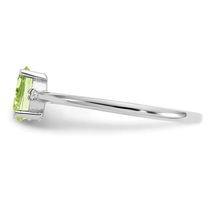 Solid 14k White Gold Simulated CZ Peridot Birthstone Ring Goldia Rings