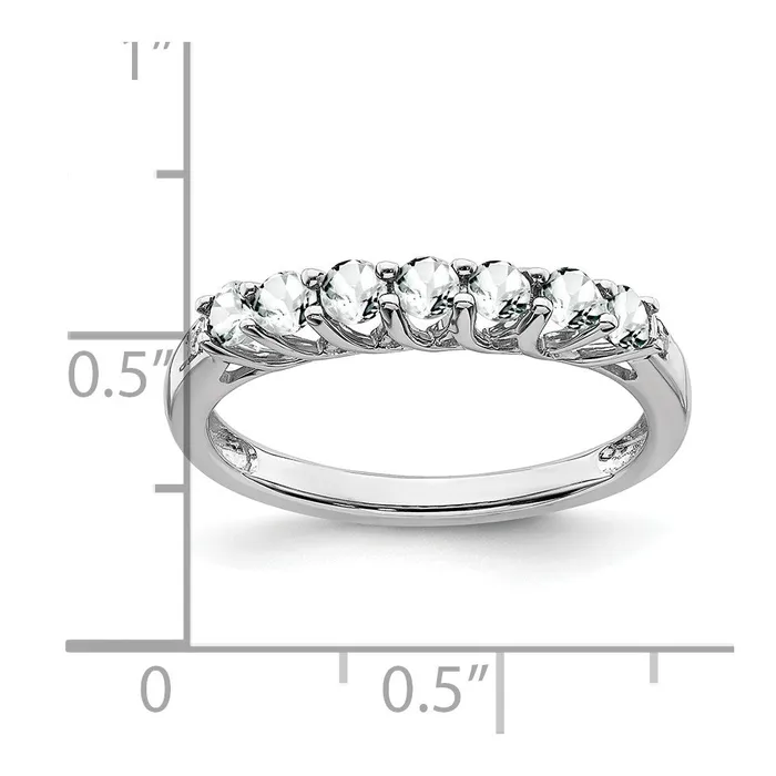 Solid 14k White Gold Topaz and Simulated CZ 7stone Ring Goldia Rings