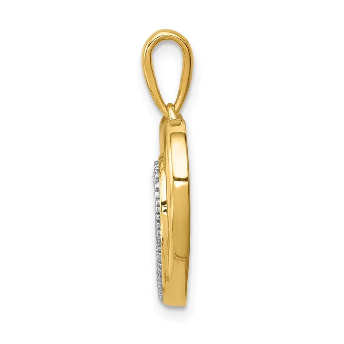 Solid 14k Yellow Gold 01ct Simulated CZ and Rhodium Double Heart Pendant Goldia Necklaces