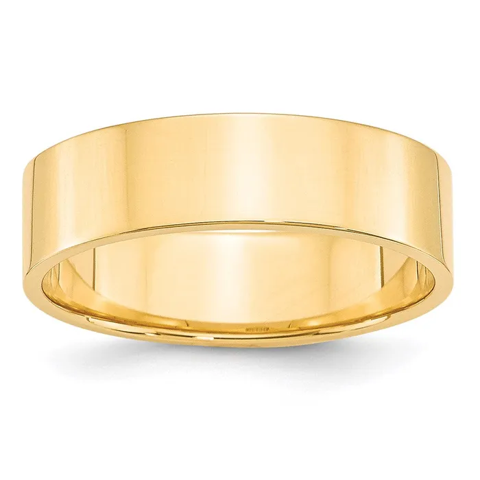 Solid 14K Yellow Gold 6mm Light Weight Flat MensWomens Wedding Band Ring Size 115 Goldia Rings Solid 14K Yellow Gold 6mm Light Weight Flat MensWomens Wedding Band Ring Size 115 Goldia Rings