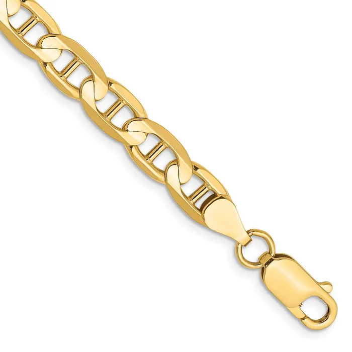 Solid 14K Yellow Gold 8 inch 625mm Concave Anchor with Lobster Clasp Bracelet MDS Bracelets Solid 14K Yellow Gold 8 inch 625mm Concave Anchor with Lobster Clasp Bracelet MDS Bracelets