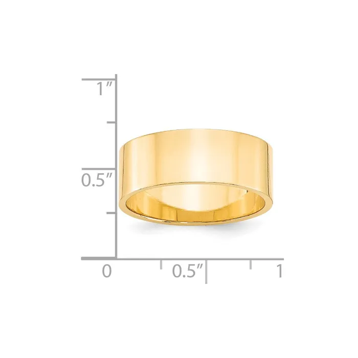 Solid 14K Yellow Gold 8mm Light Weight Flat MensWomens Wedding Band Ring Size 85 Goldia Rings Solid 14K Yellow Gold 8mm Light Weight Flat MensWomens Wedding Band Ring Size 85 Goldia Rings