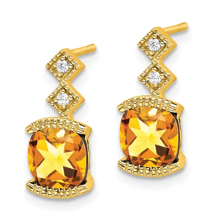Solid 14k Yellow Gold Simulated Citrine and CZ Earrings Goldia Earrings Solid 14k Yellow Gold Simulated Citrine and CZ Earrings Goldia Earrings