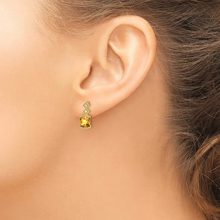 Solid 14k Yellow Gold Simulated Citrine and CZ Earrings Goldia Earrings Solid 14k Yellow Gold Simulated Citrine and CZ Earrings Goldia Earrings