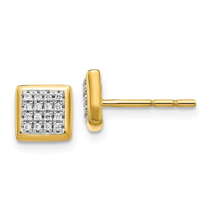 Solid 14k Yellow Gold Simulated CZ Post Earrings Goldia Earrings