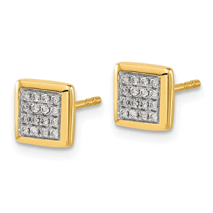 Solid 14k Yellow Gold Simulated CZ Post Earrings Goldia Earrings