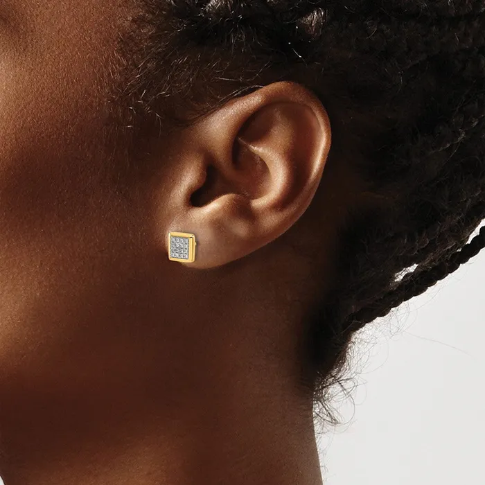 Solid 14k Yellow Gold Simulated CZ Post Earrings Goldia Earrings