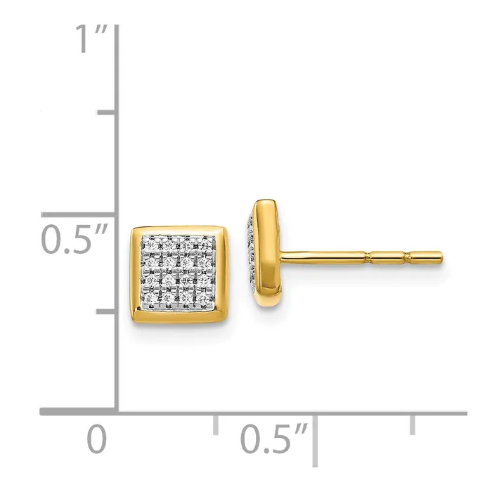 Solid 14k Yellow Gold Simulated CZ Post Earrings Goldia Earrings