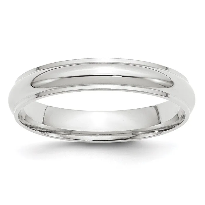 Solid 18K White Gold 4mm Half Round with Edge MensWomens Wedding Band Ring Size 55 Goldia Rings Solid 18K White Gold 4mm Half Round with Edge MensWomens Wedding Band Ring Size 55 Goldia Rings