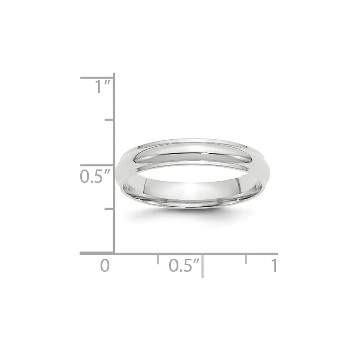 Solid 18K White Gold 4mm Half Round with Edge MensWomens Wedding Band Ring Size 55 Goldia Rings Solid 18K White Gold 4mm Half Round with Edge MensWomens Wedding Band Ring Size 55 Goldia Rings