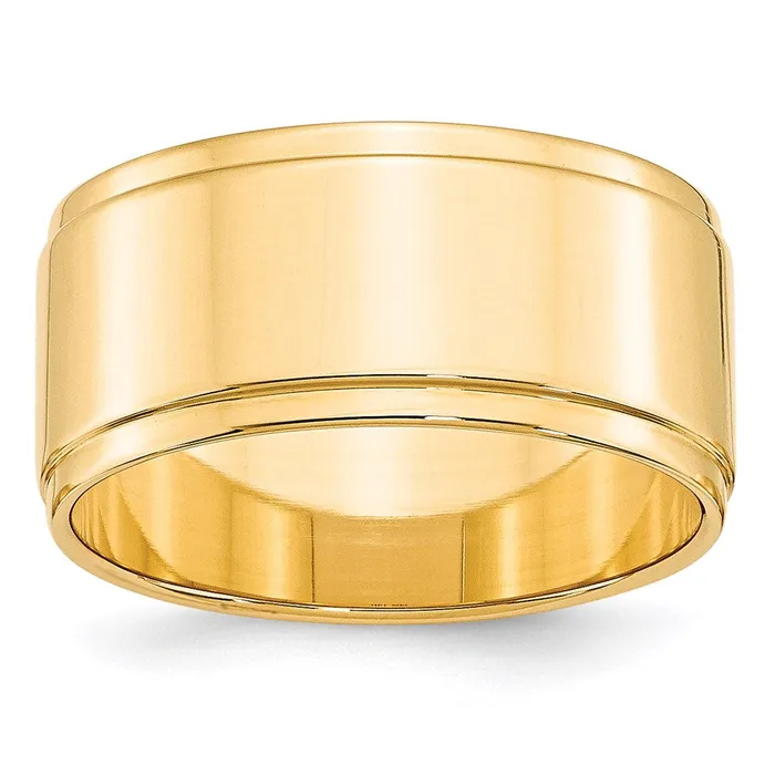 Solid 18K Yellow Gold 10mm Flat with Step Edge MensWomens Wedding Band Ring Size 13 Goldia Rings Solid 18K Yellow Gold 10mm Flat with Step Edge MensWomens Wedding Band Ring Size 13 Goldia Rings
