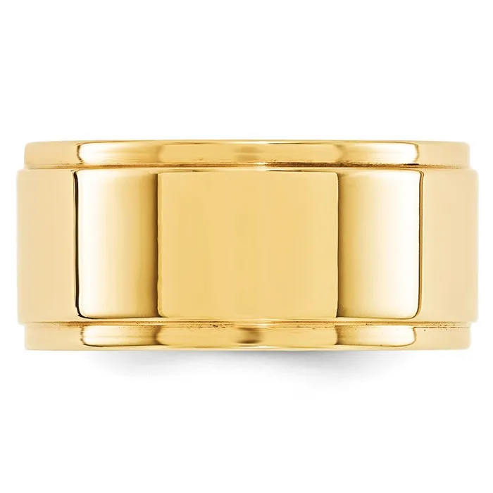 Solid 18K Yellow Gold 10mm Flat with Step Edge MensWomens Wedding Band Ring Size 13 Goldia Rings Solid 18K Yellow Gold 10mm Flat with Step Edge MensWomens Wedding Band Ring Size 13 Goldia Rings