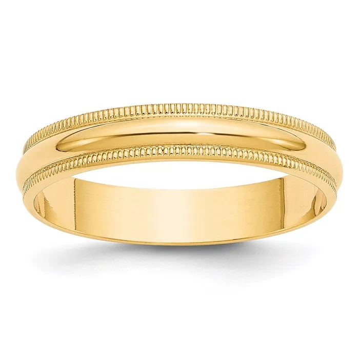 Solid 18K Yellow Gold 4mm Light Weight Milgrain Half Round MensWomens Wedding Band Ring Size 5 Goldia Rings Solid 18K Yellow Gold 4mm Light Weight Milgrain Half Round MensWomens Wedding Band Ring Size 5 Goldia Rings