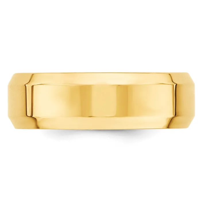 Solid 18K Yellow Gold 7mm Bevel Edge Comfort Fit MensWomens Wedding Band Ring Size 115 Goldia Rings Solid 18K Yellow Gold 7mm Bevel Edge Comfort Fit MensWomens Wedding Band Ring Size 115 Goldia Rings