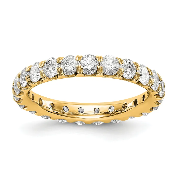 Solid Real 14k Polished U Shared Prong 3ct CZ Eternity Wedding Band Ring Goldia Rings Solid Real 14k Polished U Shared Prong 3ct CZ Eternity Wedding Band Ring Goldia Rings