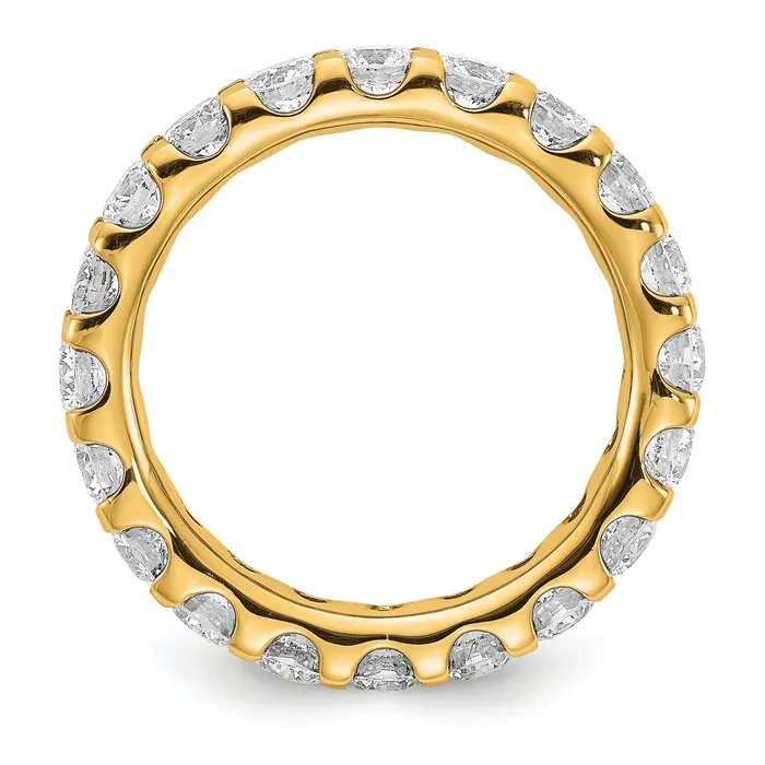 Solid Real 14k Polished U Shared Prong 3ct CZ Eternity Wedding Band Ring Goldia Rings