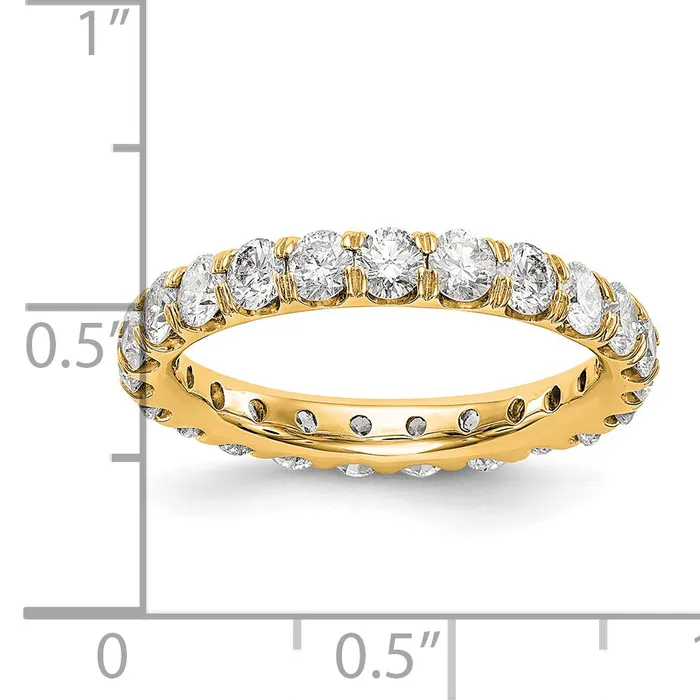 Solid Real 14k Polished U Shared Prong 3ct CZ Eternity Wedding Band Ring Goldia Rings