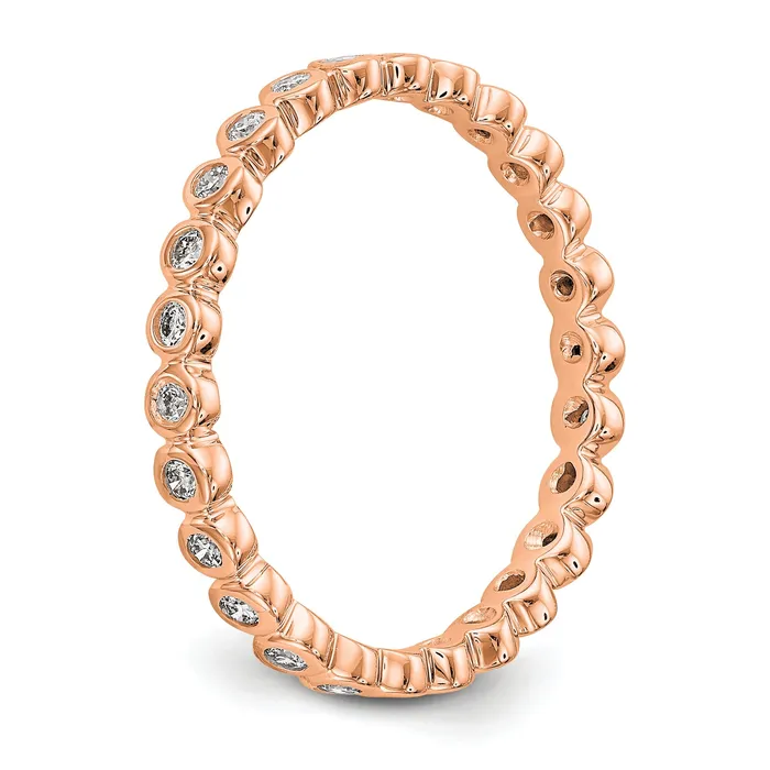 Solid Real 14k Rose Gold Polished 13ct Bezel Set CZ Eternity Wedding Band Ring Goldia Rings