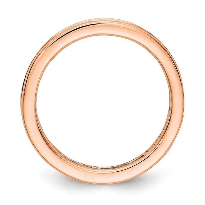 Solid Real 14k Rose Gold Polished 1ct Princess Channel Set CZ Eternity Wedding Band Ring Goldia Rings