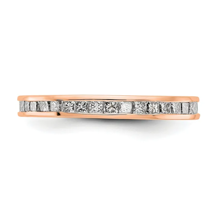 Solid Real 14k Rose Gold Polished 1ct Princess Channel Set CZ Eternity Wedding Band Ring Goldia Rings