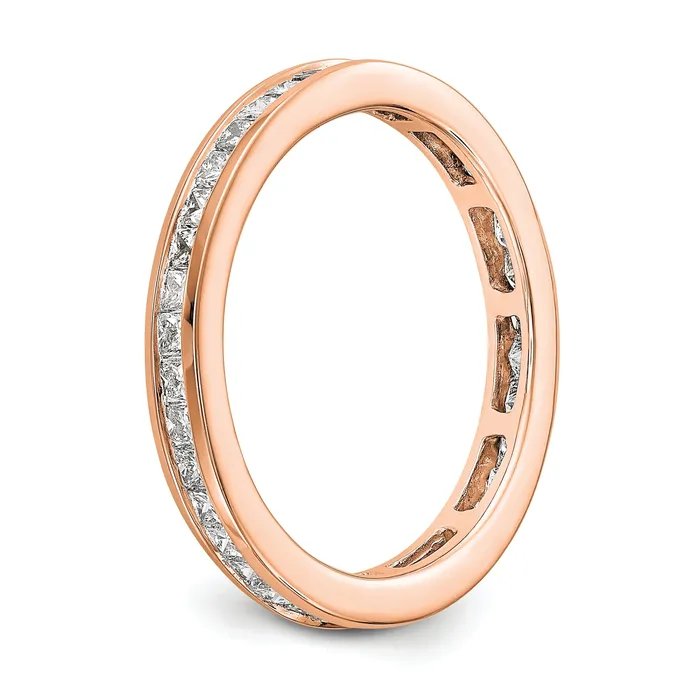 Solid Real 14k Rose Gold Polished 1ct Princess Channel Set CZ Eternity Wedding Band Ring Goldia Rings