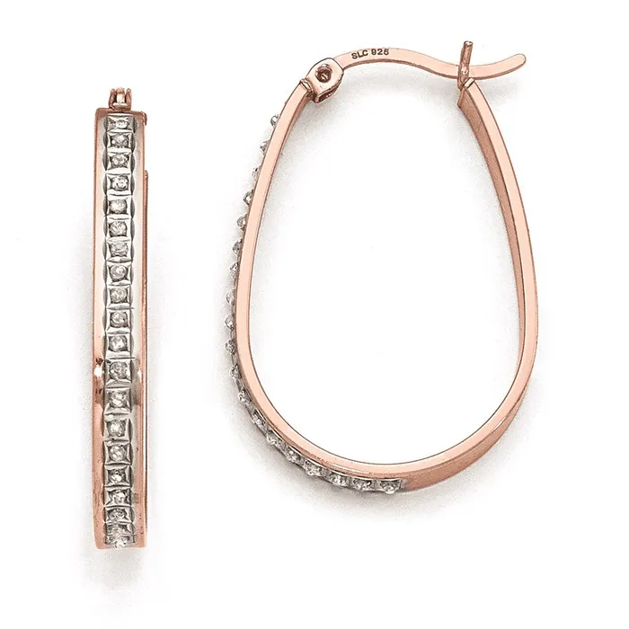 Sterling Silver Diamond Mystique Pear Hoop Earrings Goldia Earrings