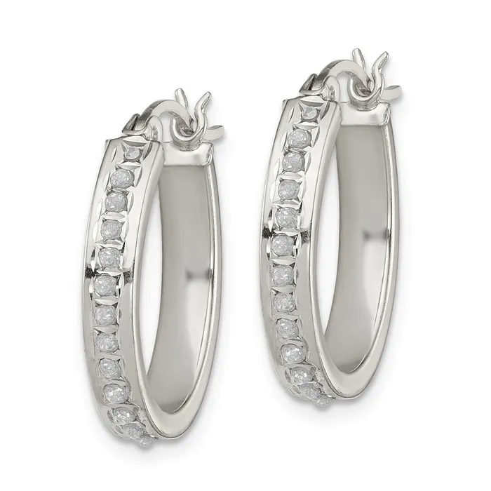 Sterling Silver Diamond Mystique Pear Hoop Earrings Goldia Earrings