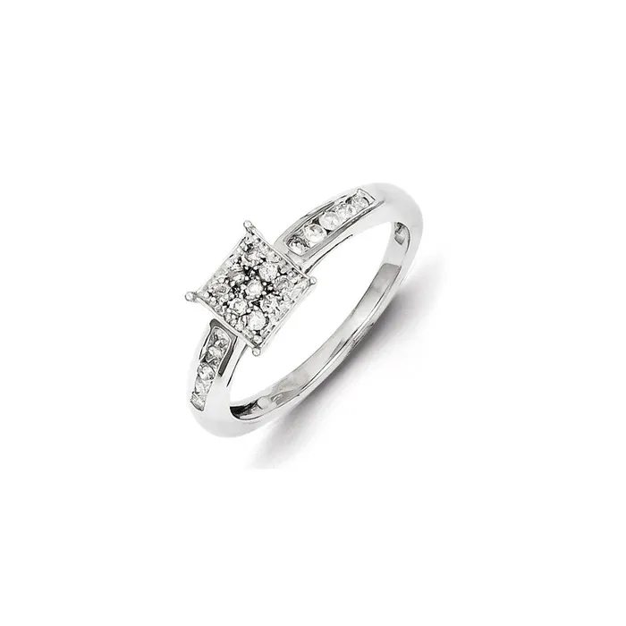Sterling Silver Diamond Square Ring Goldia Rings