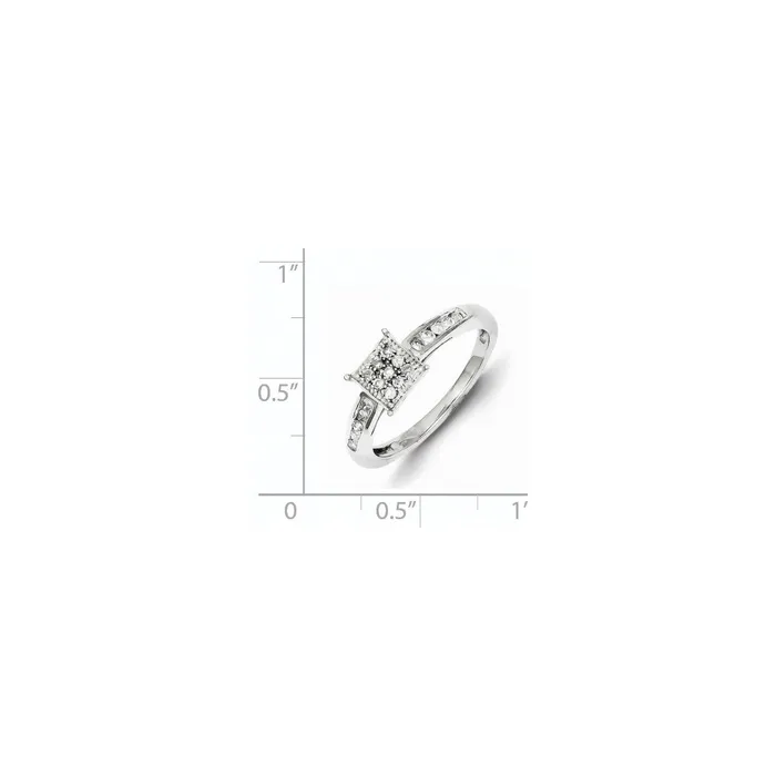 Sterling Silver Diamond Square Ring Goldia Rings