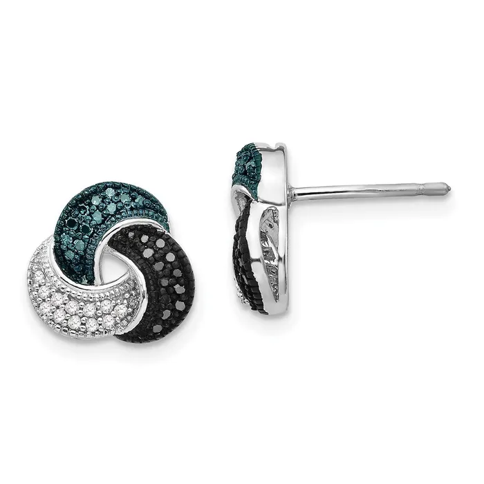 Sterling Silver Rhodium Plated BlueBlackWhite Diamond Earrings Goldia Earrings Sterling Silver Rhodium Plated BlueBlackWhite Diamond Earrings Goldia Earrings