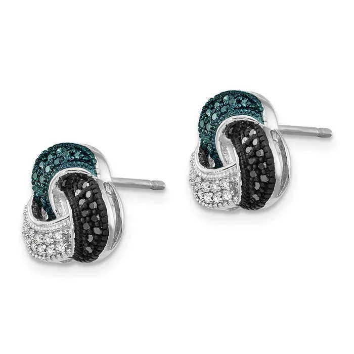 Sterling Silver Rhodium Plated BlueBlackWhite Diamond Earrings Goldia Earrings