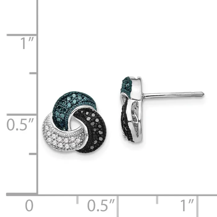 Sterling Silver Rhodium Plated BlueBlackWhite Diamond Earrings Goldia Earrings