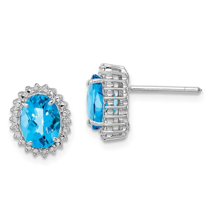 Sterling Silver Rhodiumplated Blue Topaz and Diamond Earrings Goldia Earrings Sterling Silver Rhodiumplated Blue Topaz and Diamond Earrings Goldia Earrings