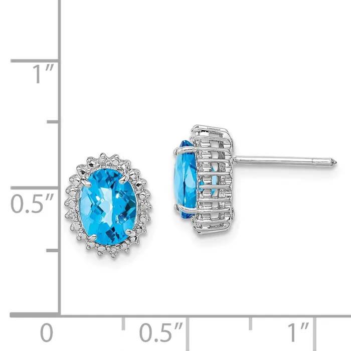 Sterling Silver Rhodiumplated Blue Topaz and Diamond Earrings Goldia Earrings