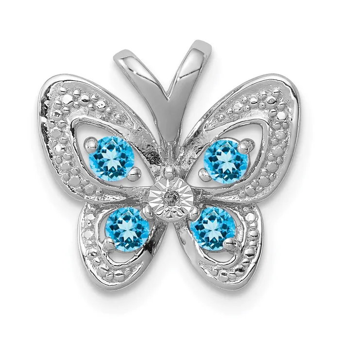 Sterling Silver Rhodiumplated Blue Topaz u0026 Diamond Pendant Goldia Necklaces Sterling Silver Rhodiumplated Blue Topaz u0026 Diamond Pendant Goldia Necklaces