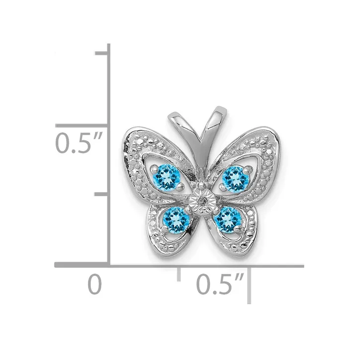 Sterling Silver Rhodiumplated Blue Topaz u0026 Diamond Pendant Goldia Necklaces