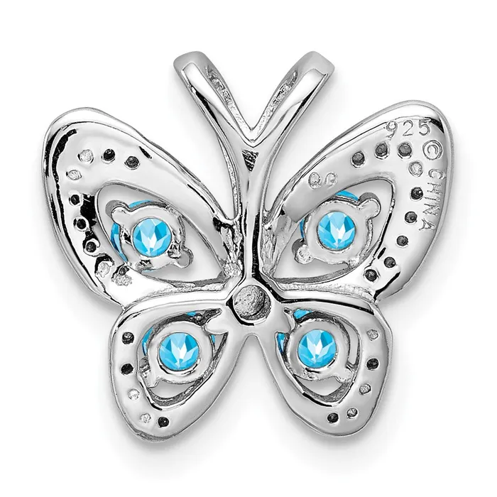 Sterling Silver Rhodiumplated Blue Topaz u0026 Diamond Pendant Goldia Necklaces