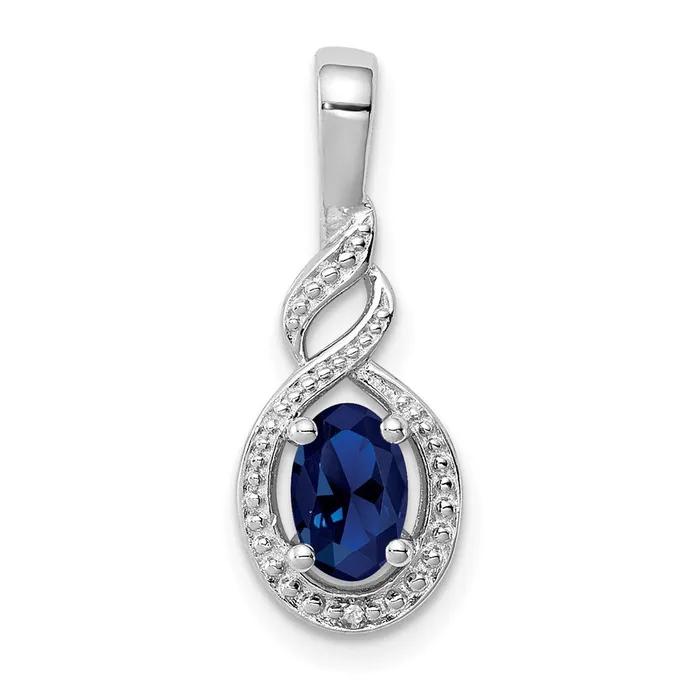 Sterling Silver Rhodiumplated Created Sapphire u0026 Diamond Pendant Goldia Necklaces Sterling Silver Rhodiumplated Created Sapphire u0026 Diamond Pendant Goldia Necklaces