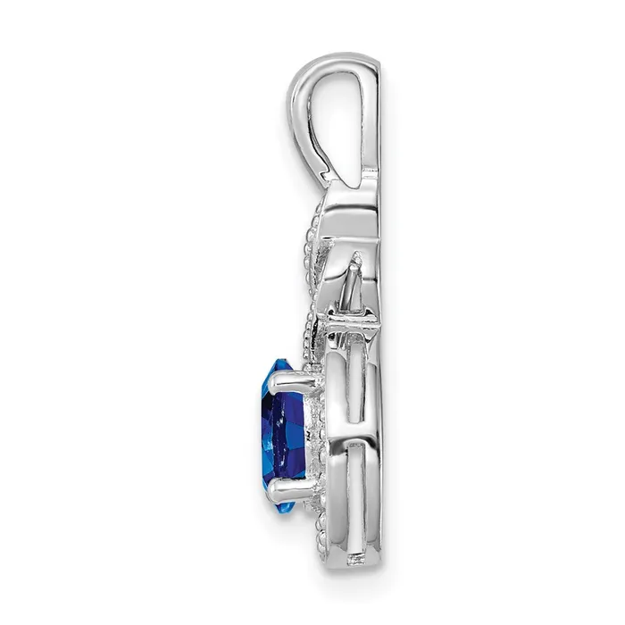 Sterling Silver Rhodiumplated Created Sapphire u0026 Diamond Pendant Goldia Necklaces