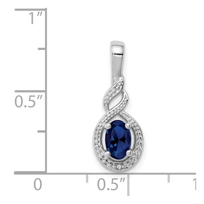 Sterling Silver Rhodiumplated Created Sapphire u0026 Diamond Pendant Goldia Necklaces